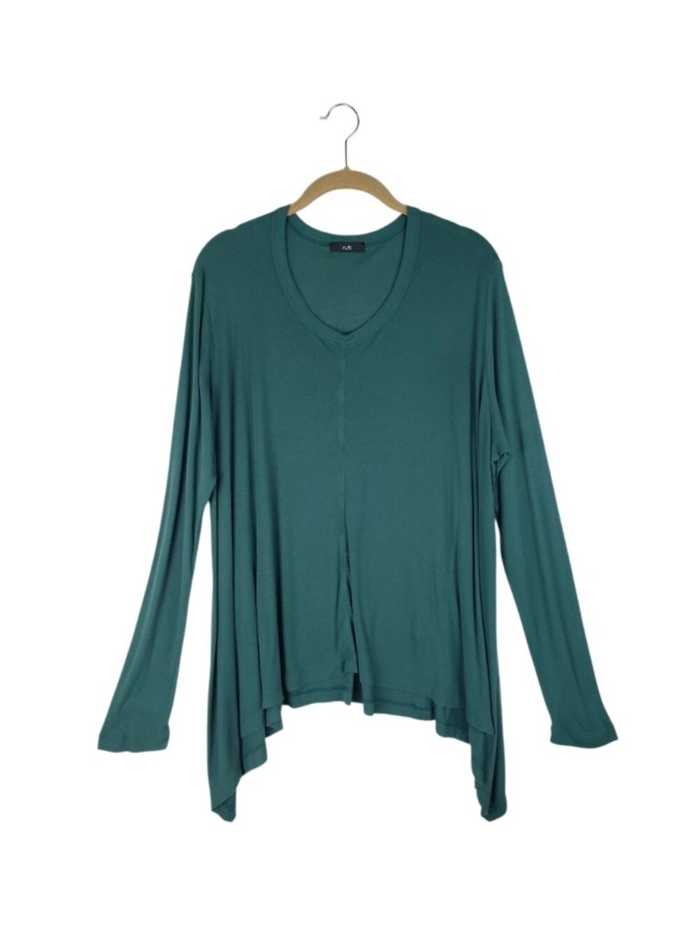 Ruti Long Sleeve Top Sharkbite Hem Lightweight Teal Womens XL